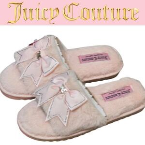 Juicy Couture Honora JC Logo Bow Indoor/Outdoor Slippers- Blush